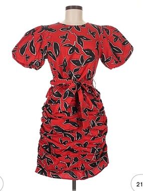 Walter Baker Red Dress with Black Floral Accent